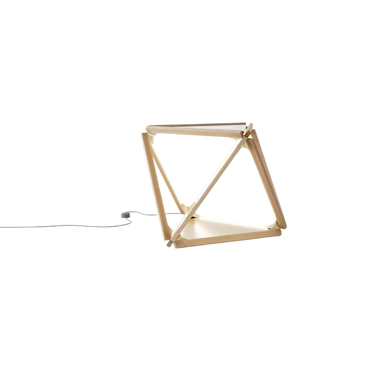 Diamond LED Table Lamp in Maple/Brushed Brass.