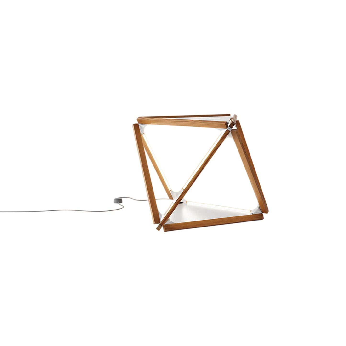 Diamond LED Table Lamp in Heart Pine (Reclaimed)/Brushed Nickel.