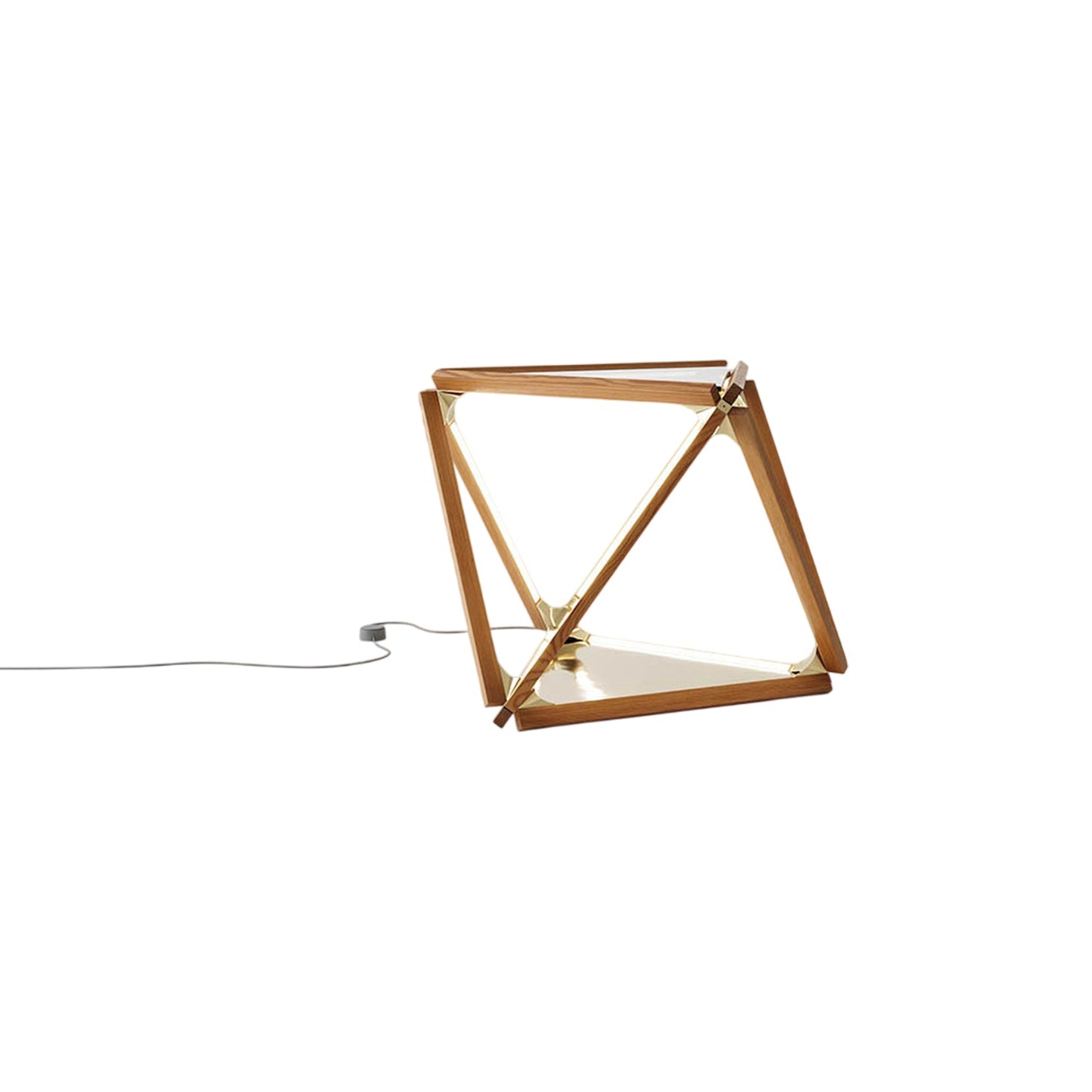 Diamond LED Table Lamp in Heart Pine (Reclaimed)/Polished Brass.