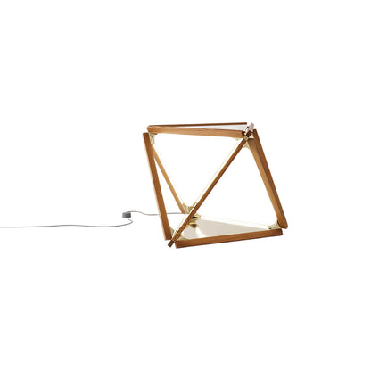 Diamond LED Table Lamp in Heart Pine (Reclaimed)/Polished Brass.
