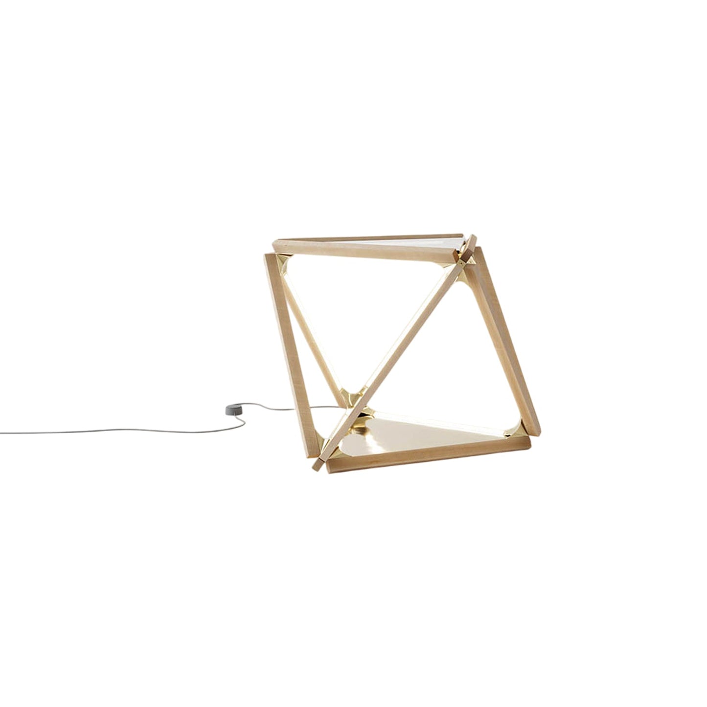 Diamond LED Table Lamp in Maple/Polished Brass.
