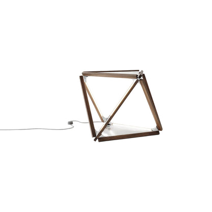 Diamond LED Table Lamp in American Walnut/Polished Nickel.
