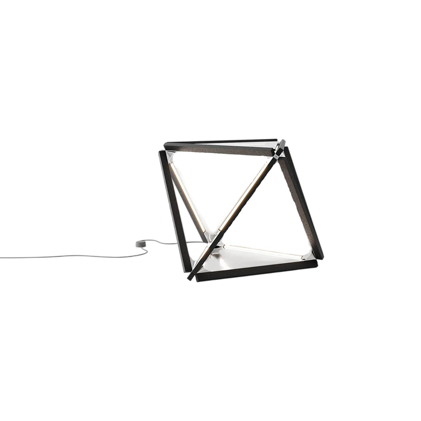 Diamond LED Table Lamp in Ebonized Oak/Polished Nickel.