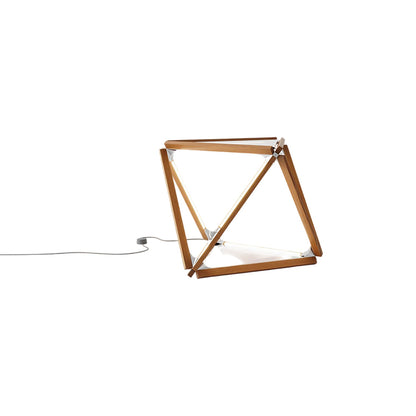 Diamond LED Table Lamp in Heart Pine (Reclaimed)/Polished Nickel.