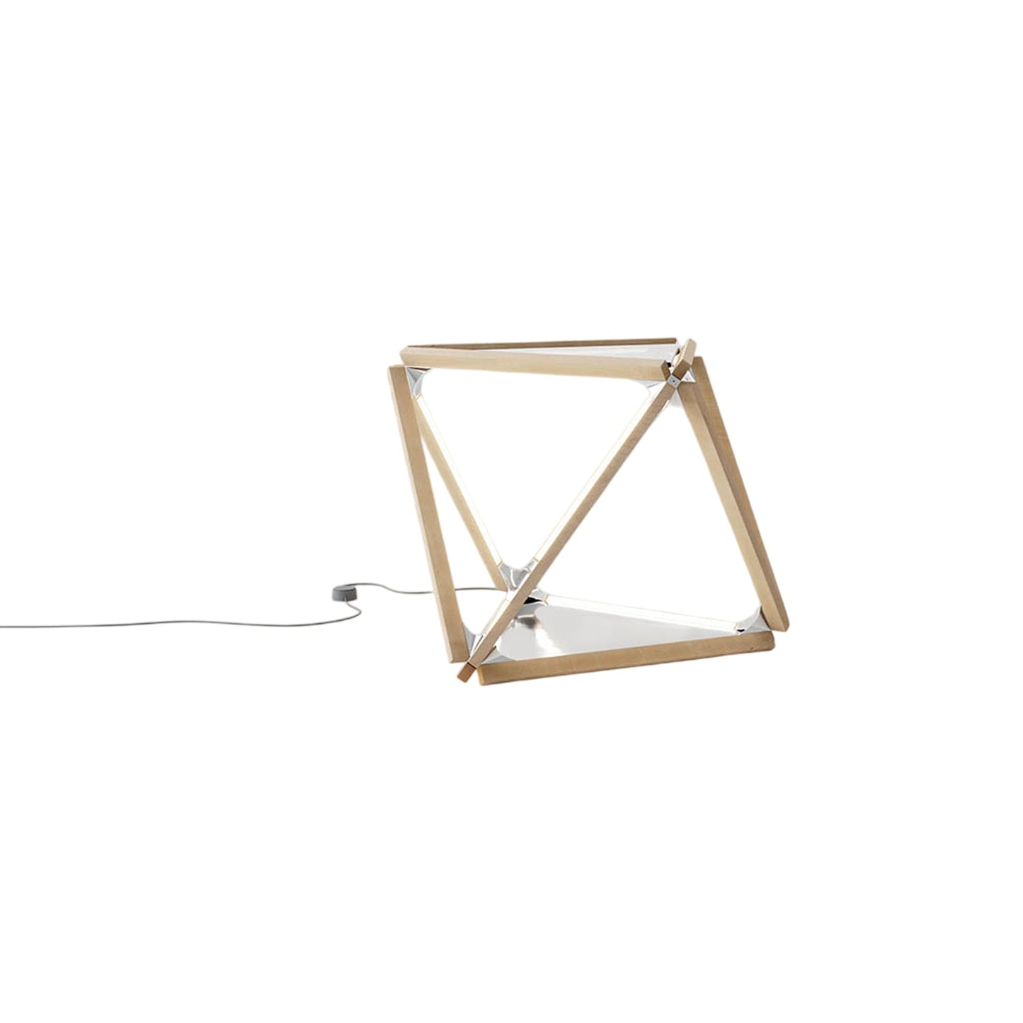 Diamond LED Table Lamp in Maple/Polished Nickel.