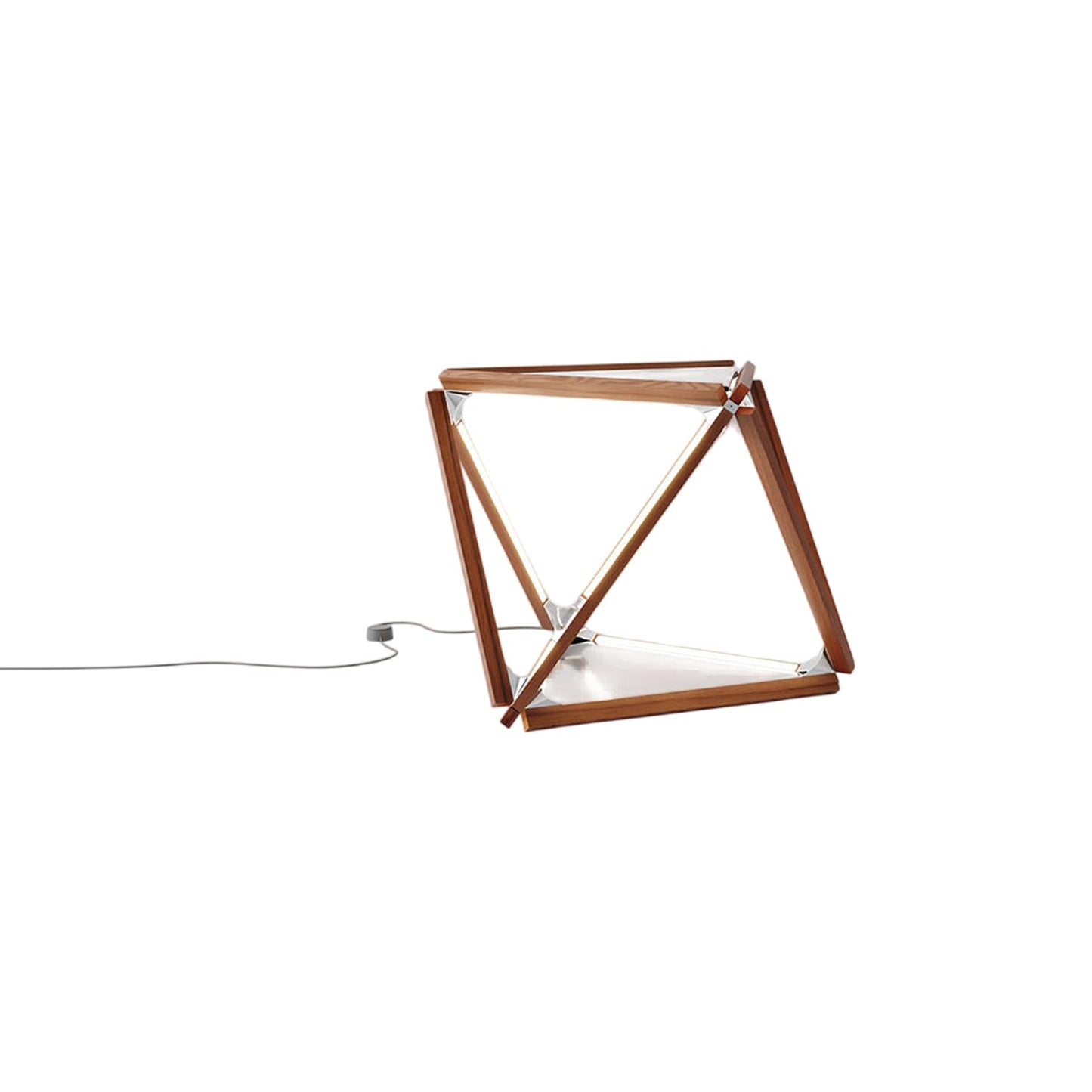 Diamond LED Table Lamp in Water Tower Redwood (Reclaimed)/Polished Nickel.