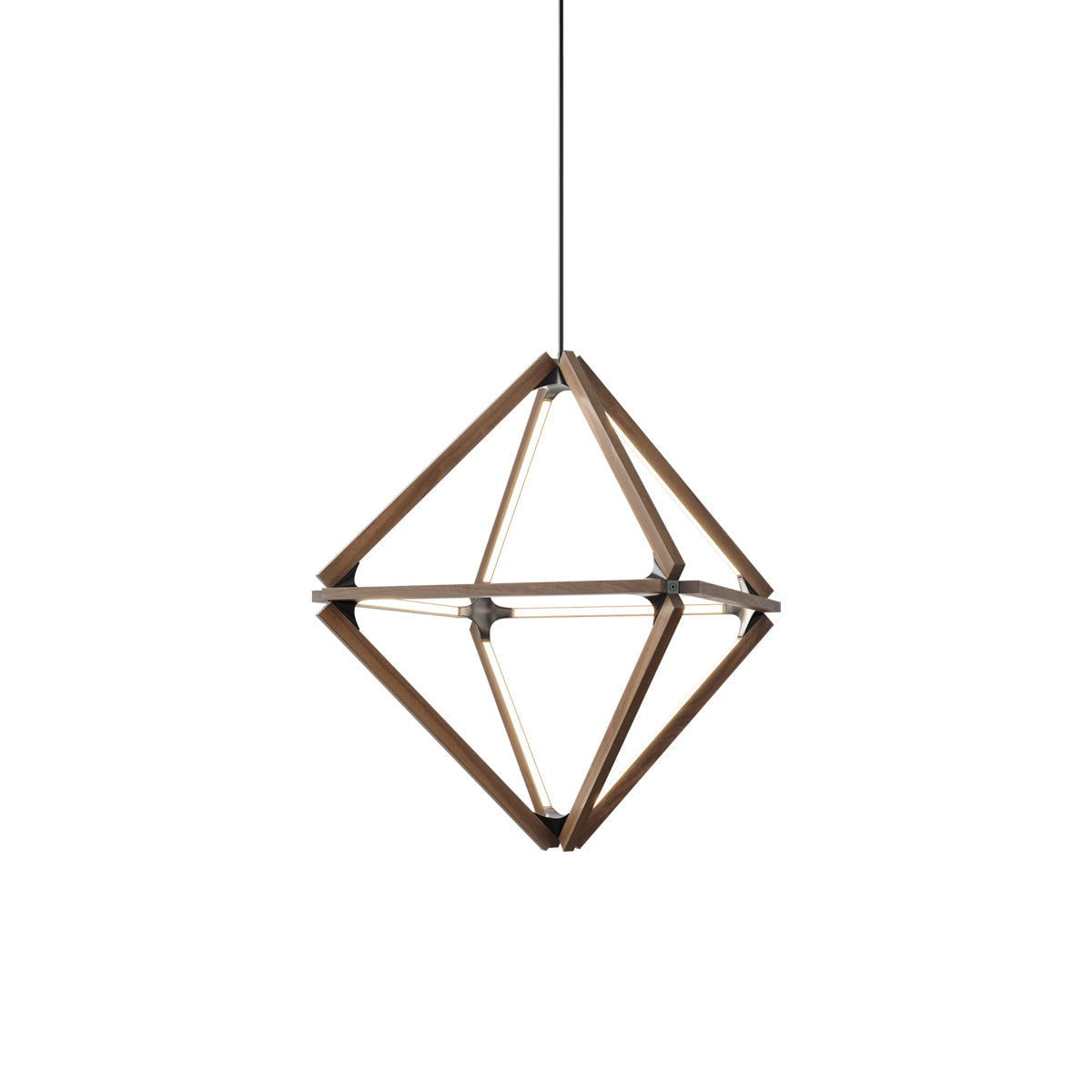 Diamond Little LED Pendant Light in American Walnut/Blackened.