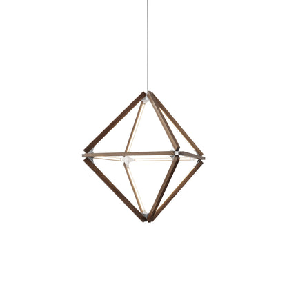 Diamond Little LED Pendant Light in American Walnut/Brushed Nickel.