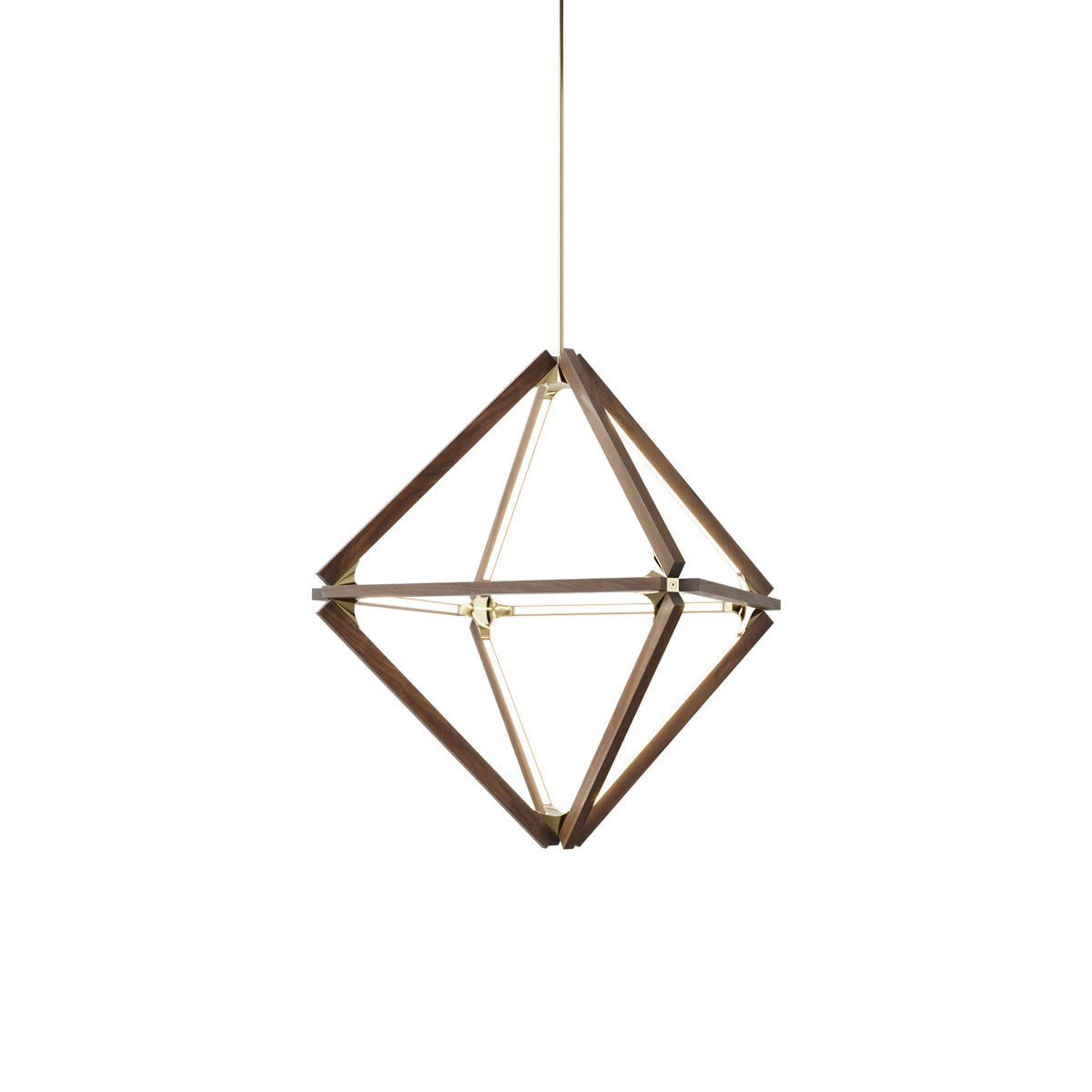 Diamond Little LED Pendant Light in American Walnut/Polished Brass.