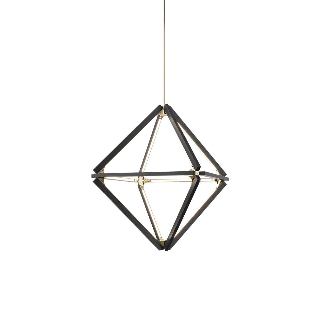 Diamond Little LED Pendant Light in Ebonized Oak/Polished Brass.