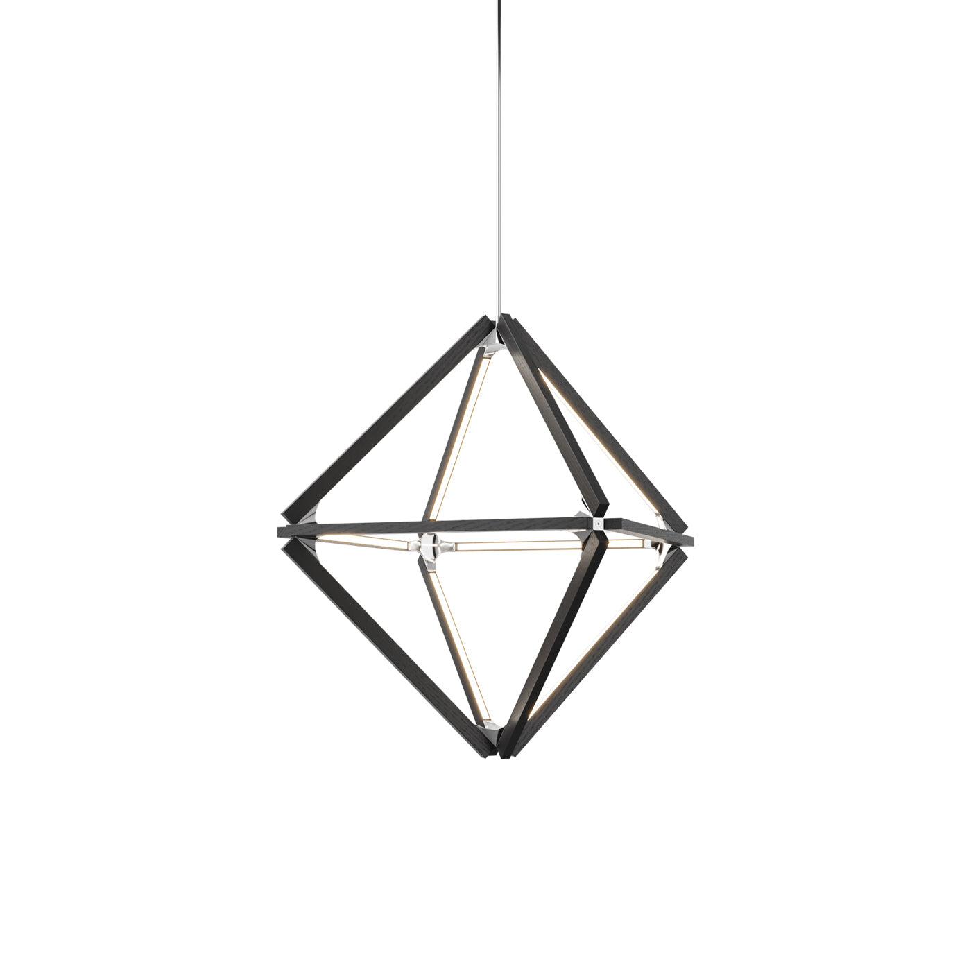Diamond Little LED Pendant Light in Ebonized Oak/Polished Nickel.