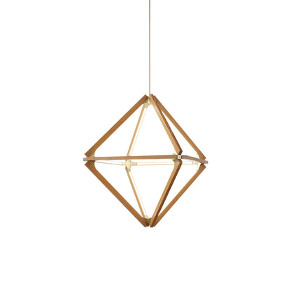 Diamond Little LED Pendant Light in Heart Pine (Reclaimed)/Brushed Brass.