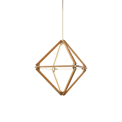 Diamond Little LED Pendant Light in Heart Pine (Reclaimed)/Polished Brass.