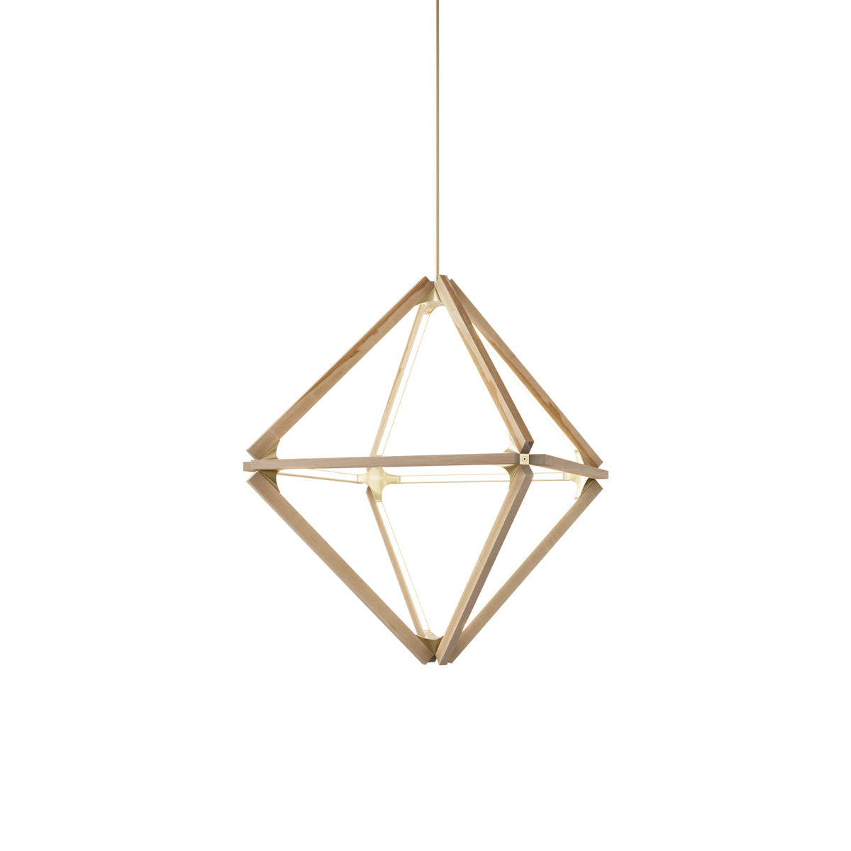 Diamond Little LED Pendant Light in Maple/Brushed Brass.