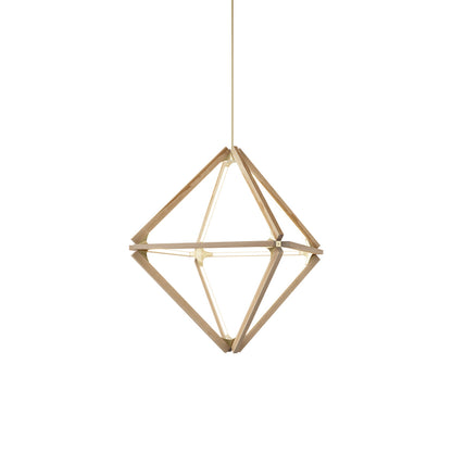 Diamond Little LED Pendant Light in Maple/Brushed Brass.