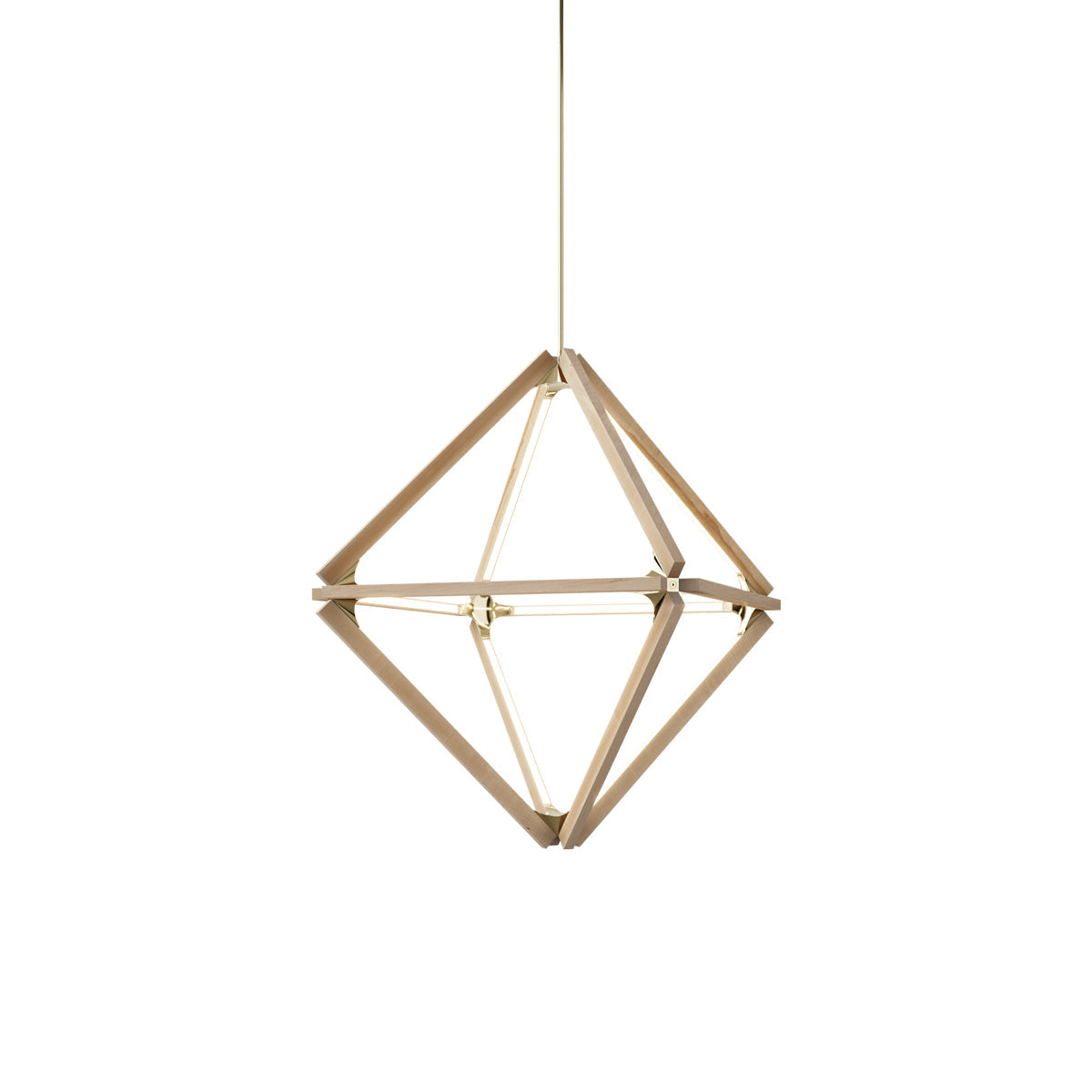 Diamond Little LED Pendant Light in Maple/Polished Brass.