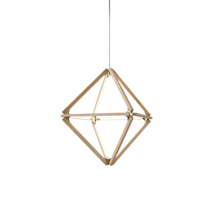 Diamond Little LED Pendant Light in Maple/Polished Brass.