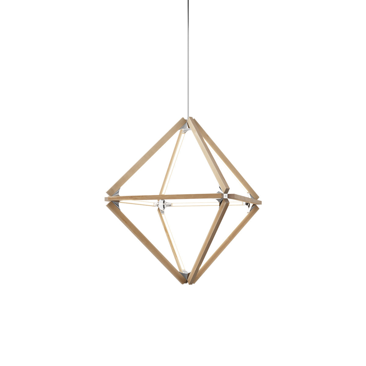 Diamond Little LED Pendant Light in Maple/Polished Nickel.