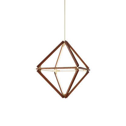 Diamond Little LED Pendant Light in Water Tower Redwood/Brushed Brass.
