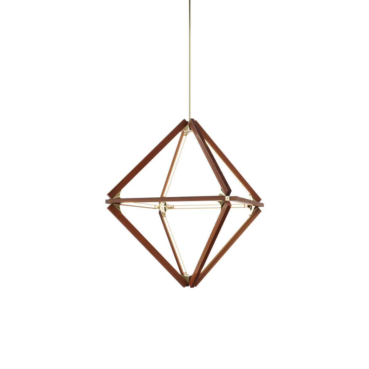 Diamond Little LED Pendant Light in Water Tower Redwood/Polished Brass.