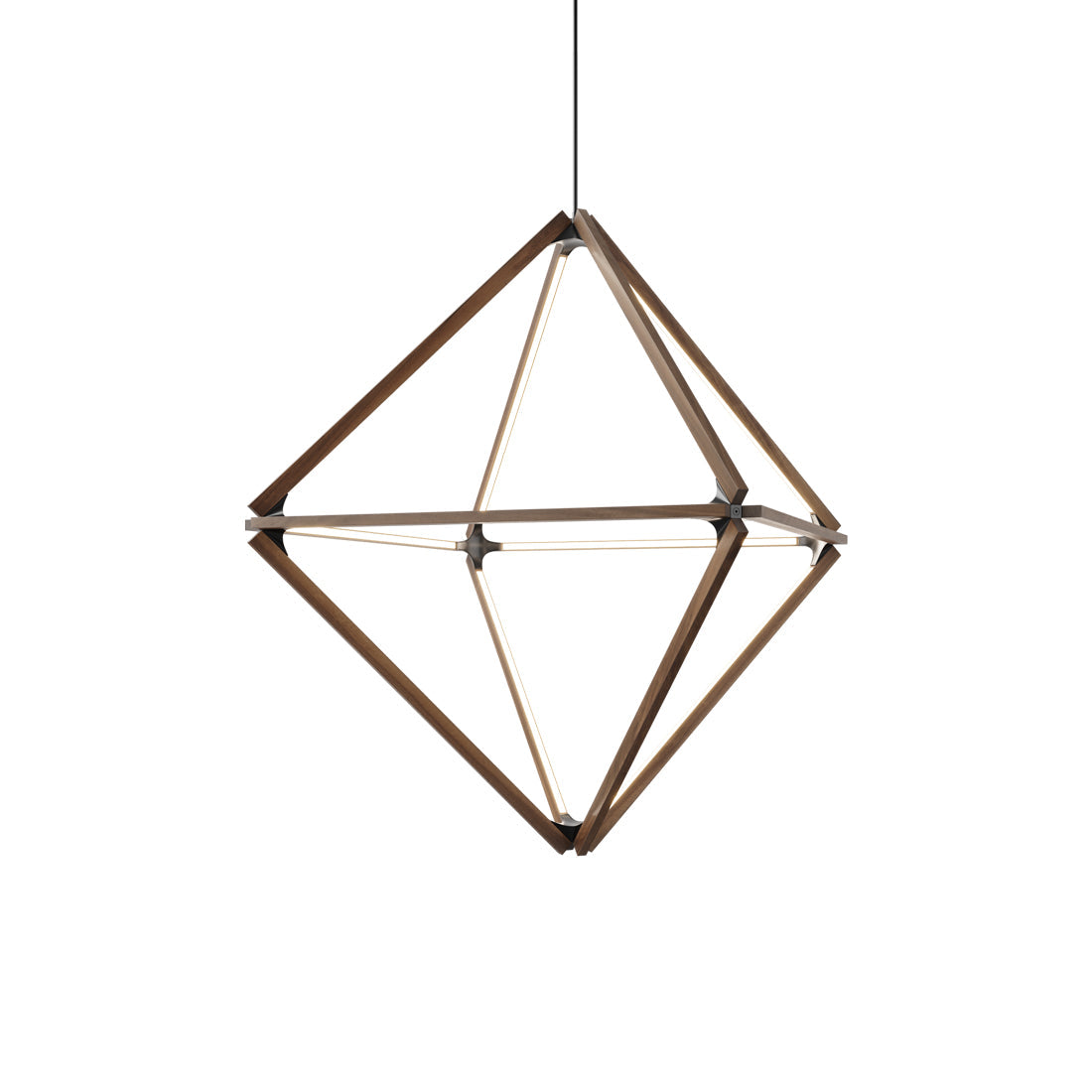 Diamond Middle LED Pendant Light in American Walnut/Blackened.