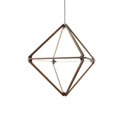 Diamond Middle LED Pendant Light in American Walnut/Blackened.