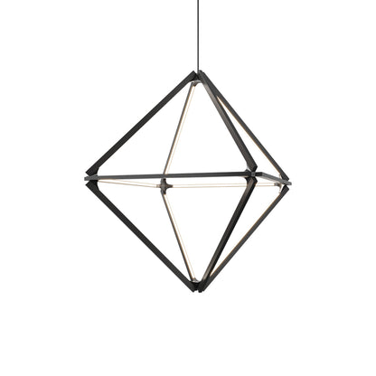 Diamond Middle LED Pendant Light in American Walnut/Brushed Brass.
