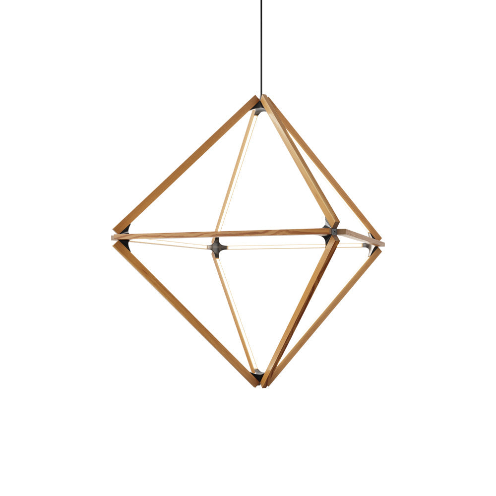 Diamond Middle LED Pendant Light in American Walnut/Brushed Nickel.