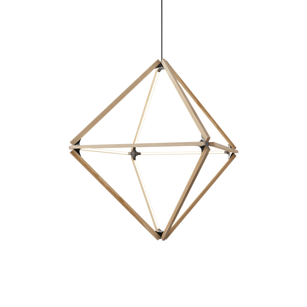 Diamond Middle LED Pendant Light in American Walnut/Polished Brass.