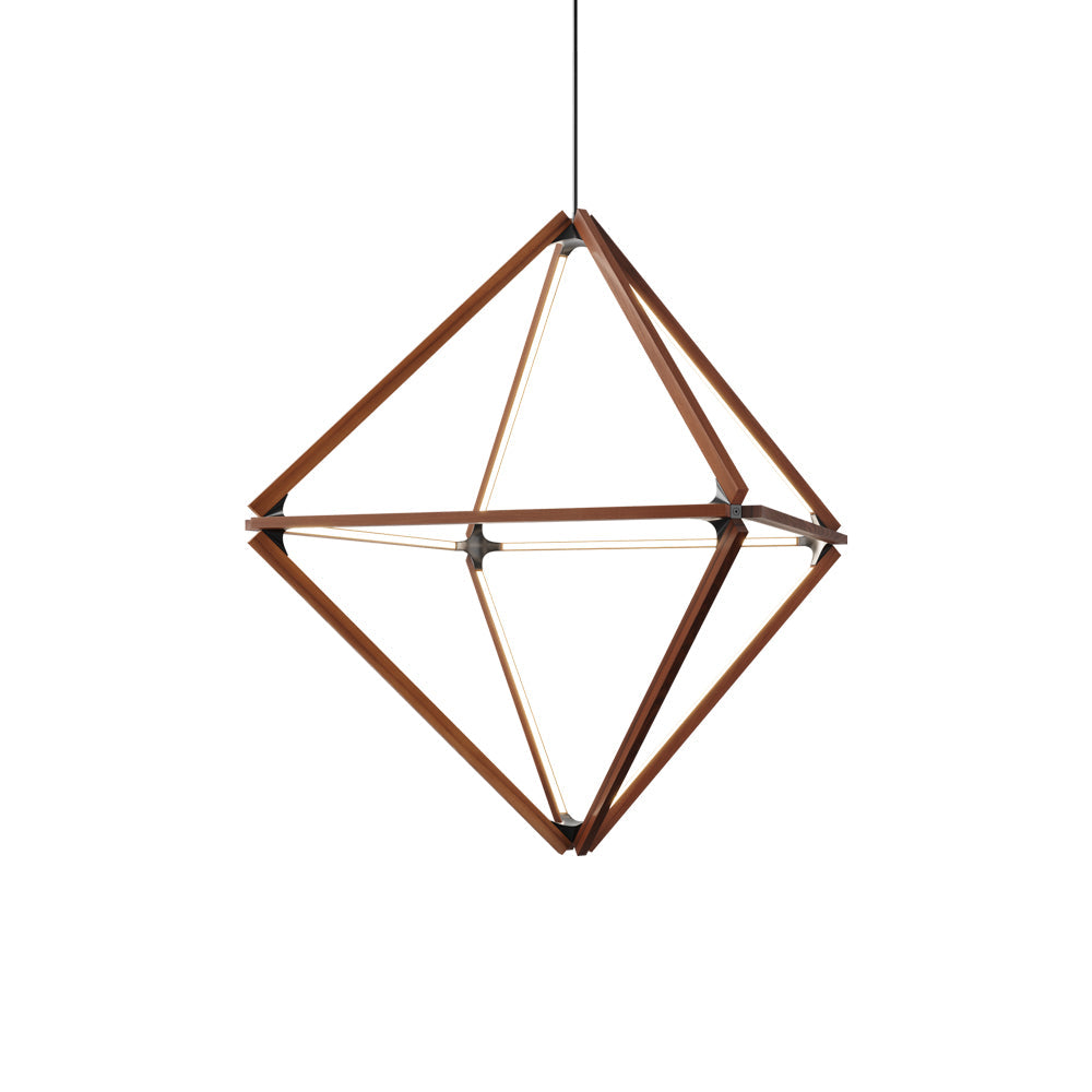 Diamond Middle LED Pendant Light in American Walnut/Polished Nickel.