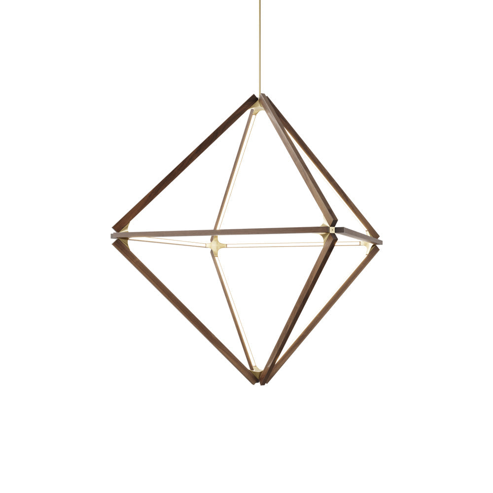 Diamond Middle LED Pendant Light in Ebonized Oak/Blackened.