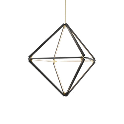 Diamond Middle LED Pendant Light in Ebonized Oak/Brushed Brass.