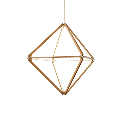 Diamond Middle LED Pendant Light in Ebonized Oak/Brushed Nickel.