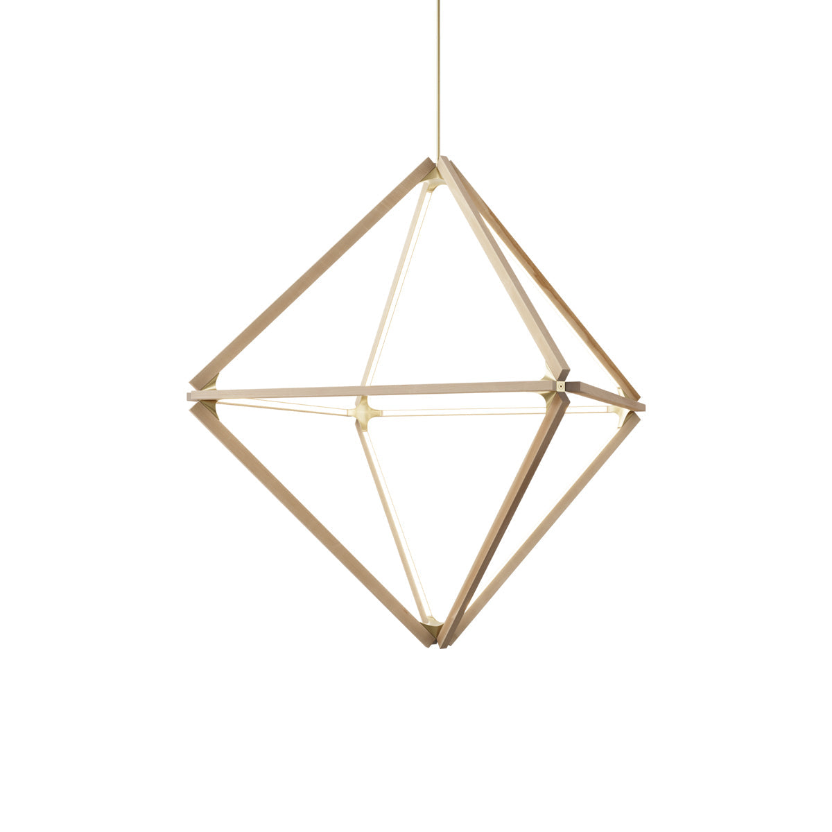 Diamond Middle LED Pendant Light in Ebonized Oak/Polished Brass.