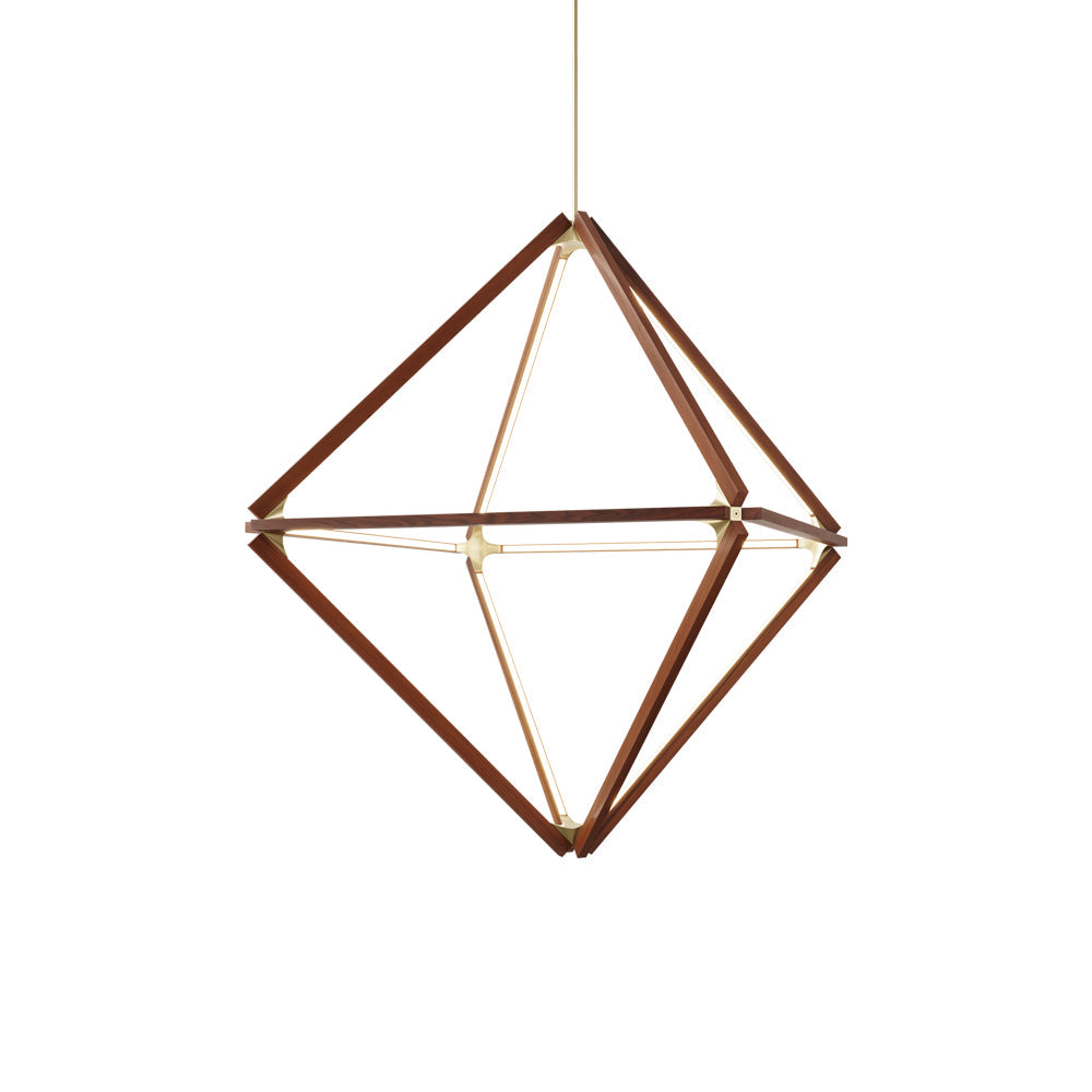 Diamond Middle LED Pendant Light in Ebonized Oak/Polished Nickel.