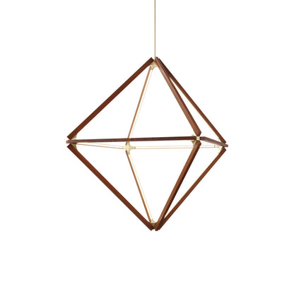 Diamond Middle LED Pendant Light in Ebonized Oak/Polished Nickel.