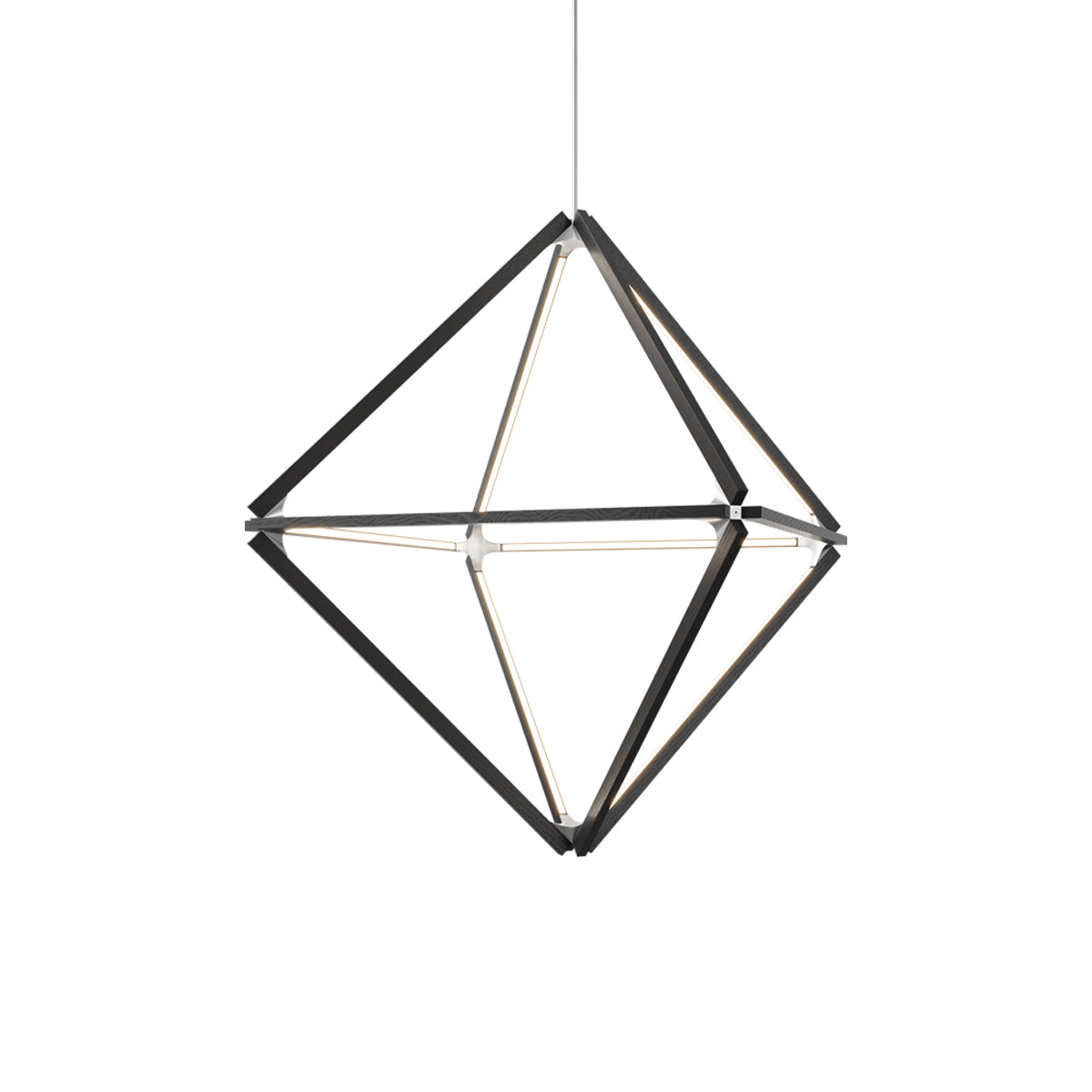 Diamond Middle LED Pendant Light in Heart Pine (Reclaimed)/Brushed Brass.
