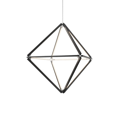 Diamond Middle LED Pendant Light in Heart Pine (Reclaimed)/Brushed Brass.