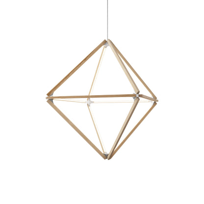 Diamond Middle LED Pendant Light in Heart Pine (Reclaimed)/Polished Brass.