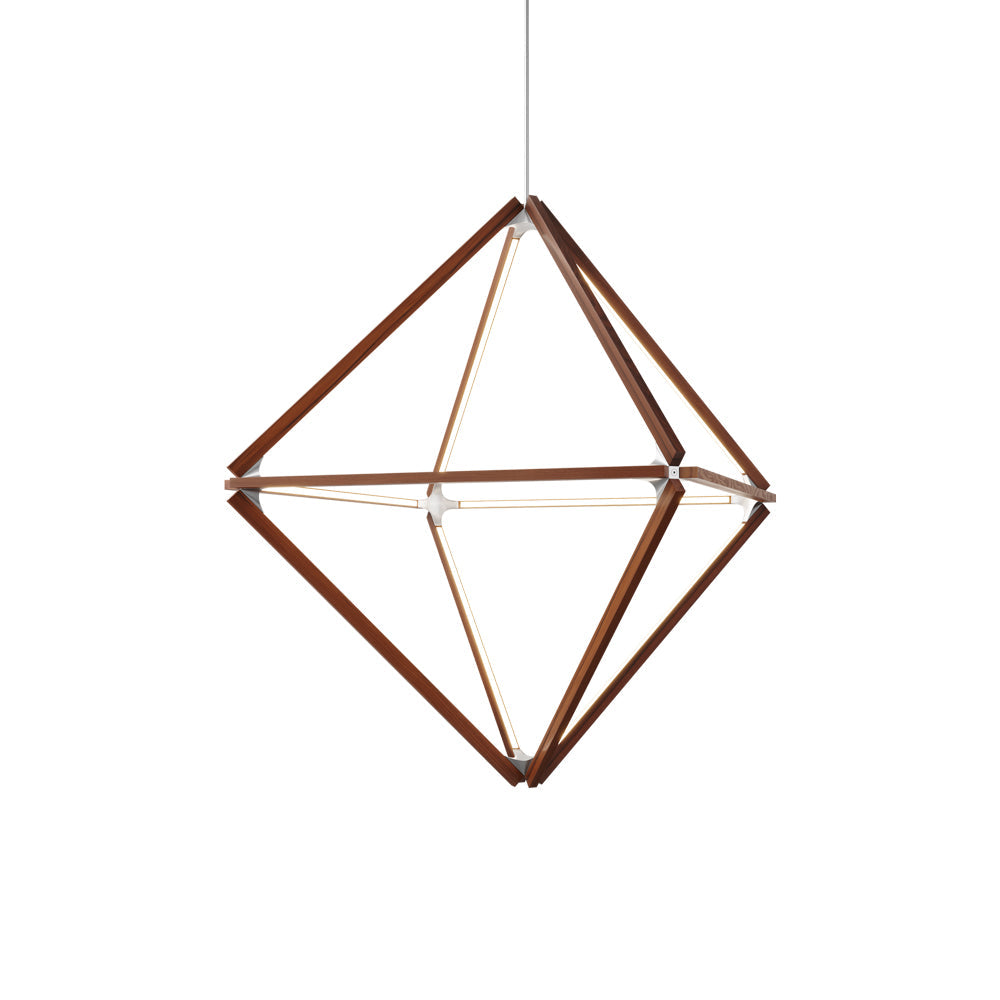 Diamond Middle LED Pendant Light in Heart Pine (Reclaimed)/Polished Nickel.