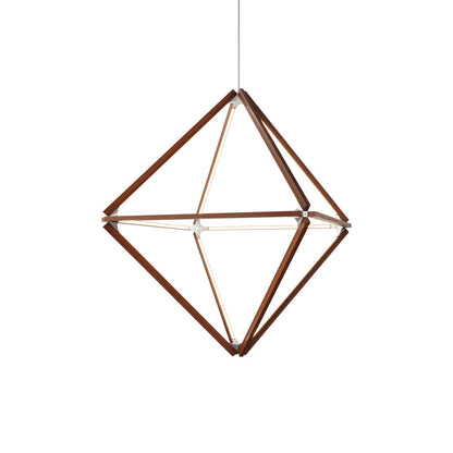 Diamond Middle LED Pendant Light in Heart Pine (Reclaimed)/Polished Nickel.