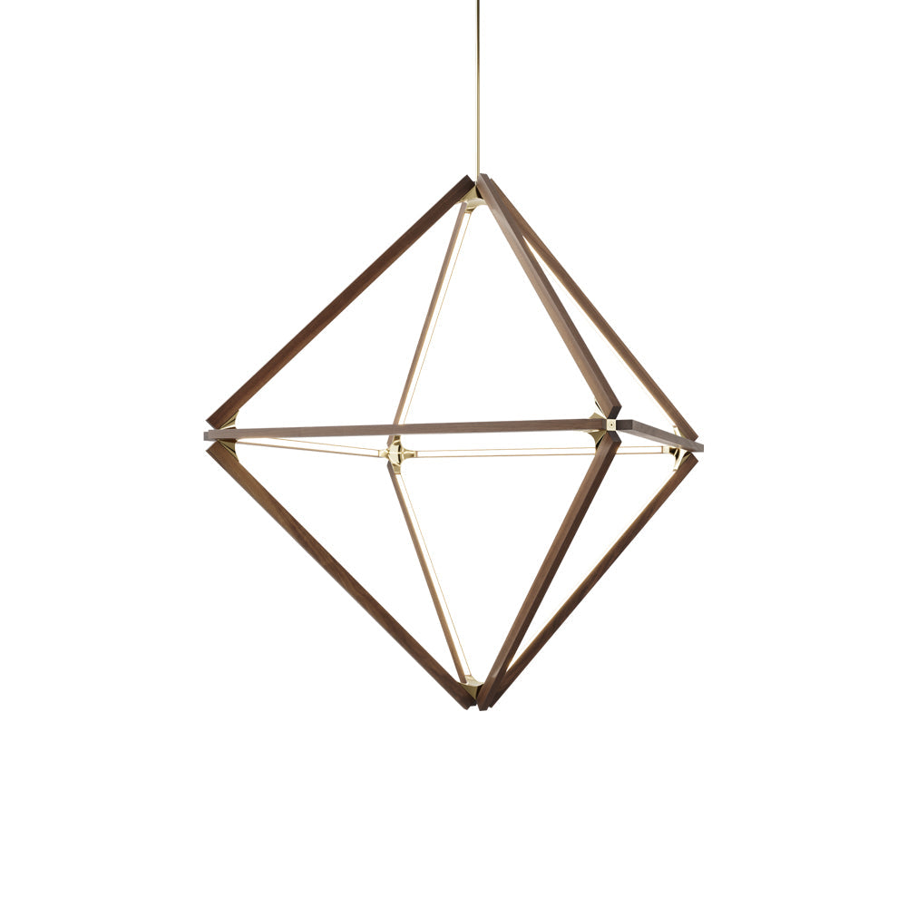 Diamond Middle LED Pendant Light in Maple/Blackened.