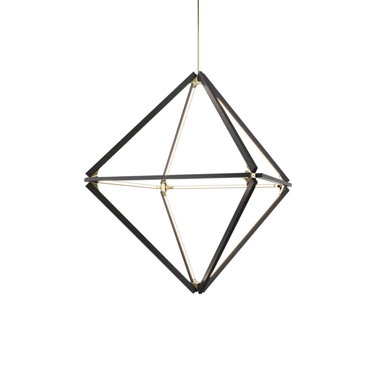 Diamond Middle LED Pendant Light in Maple/Brushed Brass.