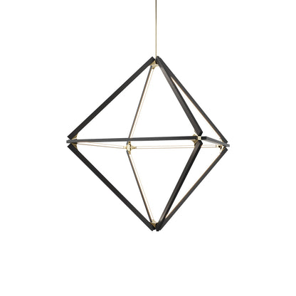 Diamond Middle LED Pendant Light in Maple/Brushed Brass.