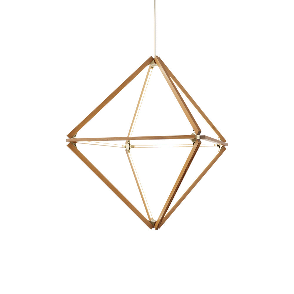 Diamond Middle LED Pendant Light in Maple/Brushed Nickel.