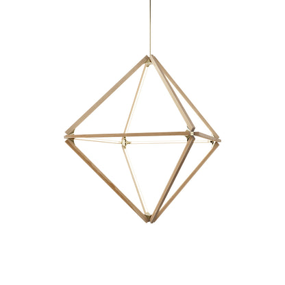 Diamond Middle LED Pendant Light in Maple/Polished Brass.