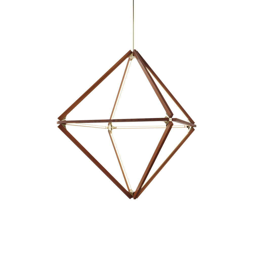 Diamond Middle LED Pendant Light in Maple/Polished Nickel.