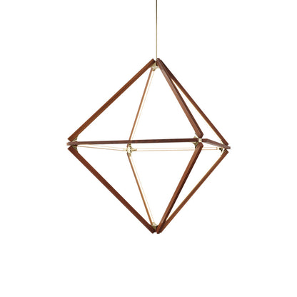 Diamond Middle LED Pendant Light in Maple/Polished Nickel.