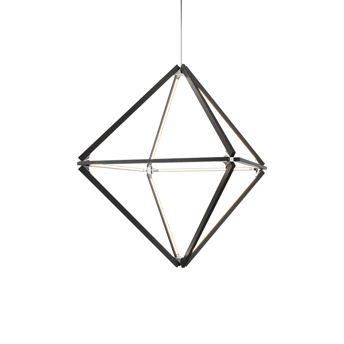 Diamond Middle LED Pendant Light in Water Tower Redwood/Brushed Brass.