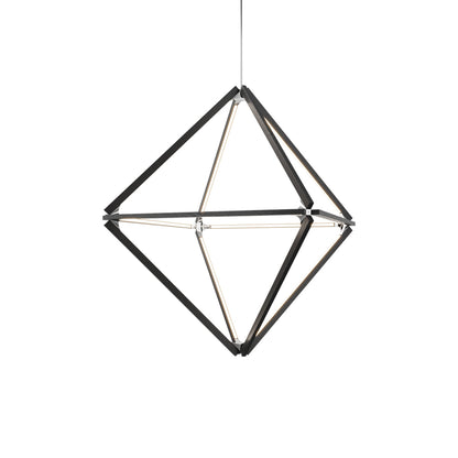 Diamond Middle LED Pendant Light in Water Tower Redwood/Brushed Brass.